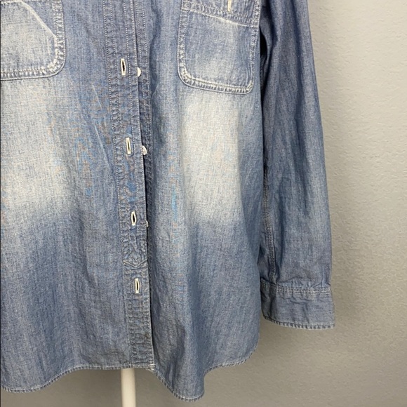 Uniqlo Denim Cotton Button Down Blouse - Picture 3 of 9